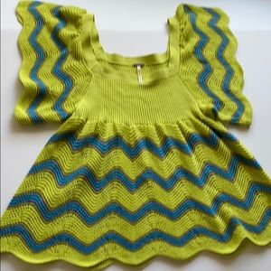 Free People Chevron Knit Baby Doll Top Size M
